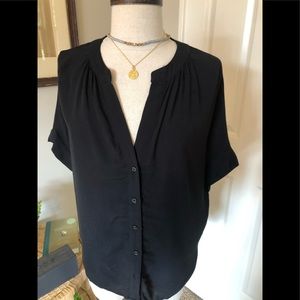 Silky black button down